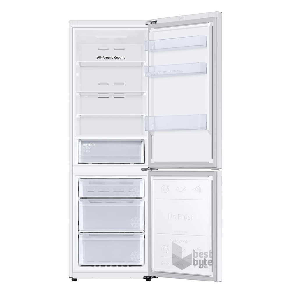 Samsung RB34T670DWW/EF fehér, alulfagyasztós, Hűtő:230L, Fagyasztó:114L, No frost hűtőszekrény