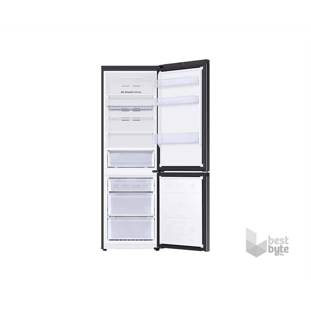 Samsung RB34T672DBN/EF fekete, alulfagyasztós, Hűtő:230L, Fagyasztó:114L, No frost hűtőszekrény