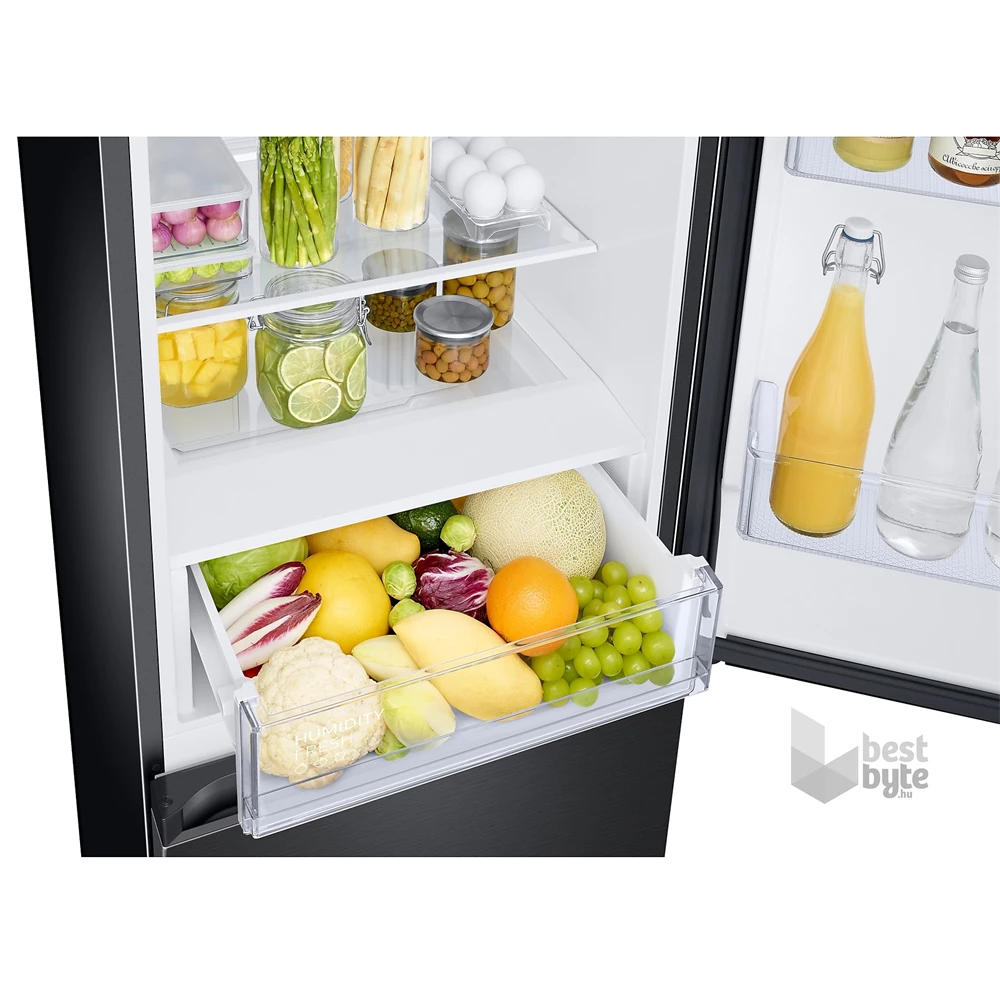 Samsung RB34T672DBN/EF fekete, alulfagyasztós, Hűtő:230L, Fagyasztó:114L, No frost hűtőszekrény