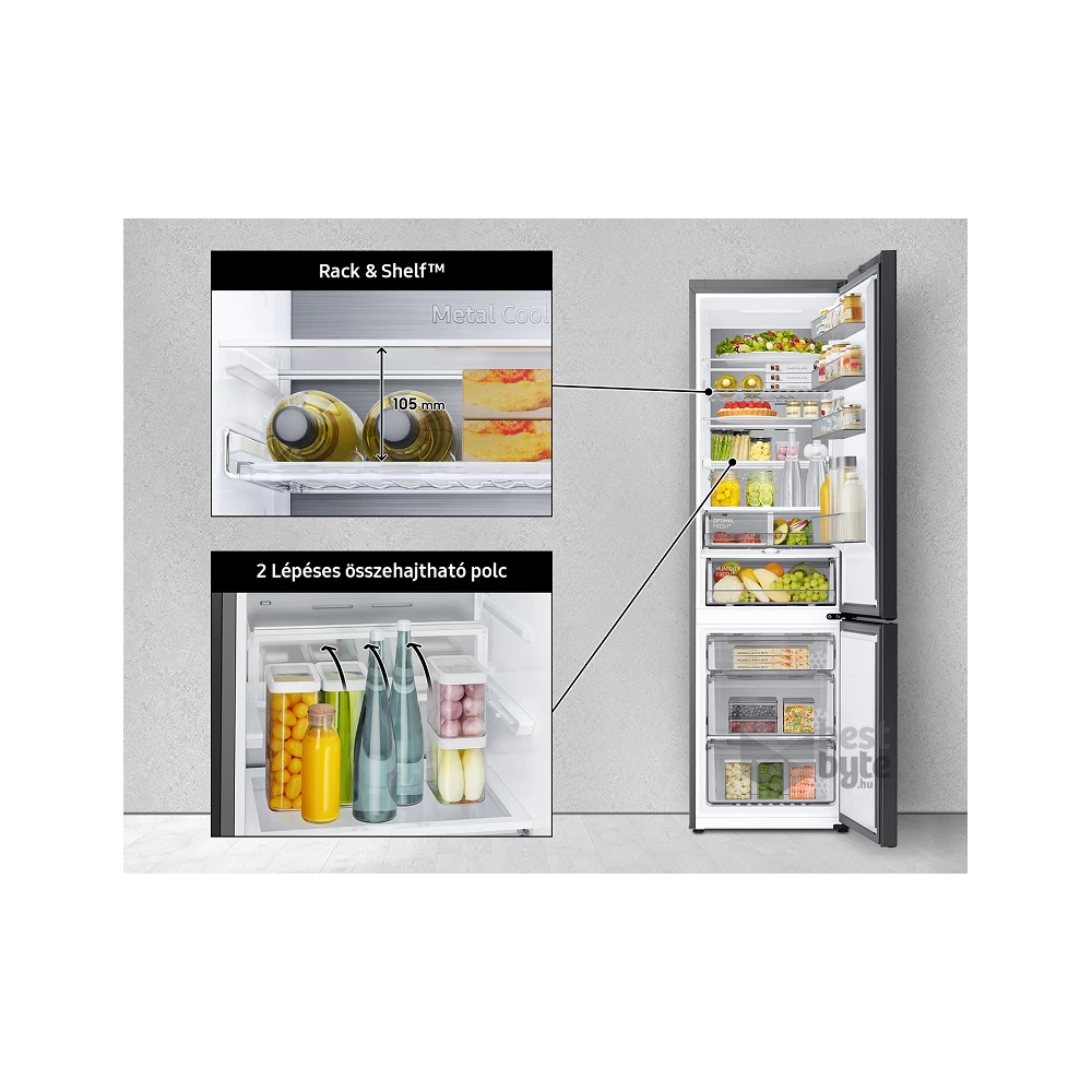 Samsung RB38A6B1DCE/EF krém, alulfagyasztós, Hűtő:276L, Fagyasztó:114L, No frost hűtőszekrény