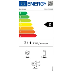 Samsung RB38A7B6D22/EF fekete alulfagyasztós hűtőszekrény