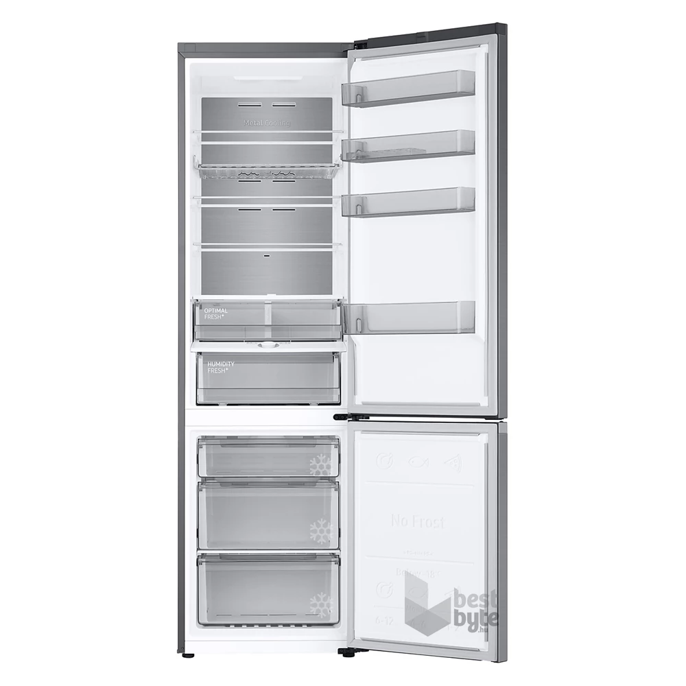 Samsung RB38C775CSR/EF inox, alulfagyasztós, Hűtő:276L, Fagyasztó:114L, No frost hűtőszekrény
