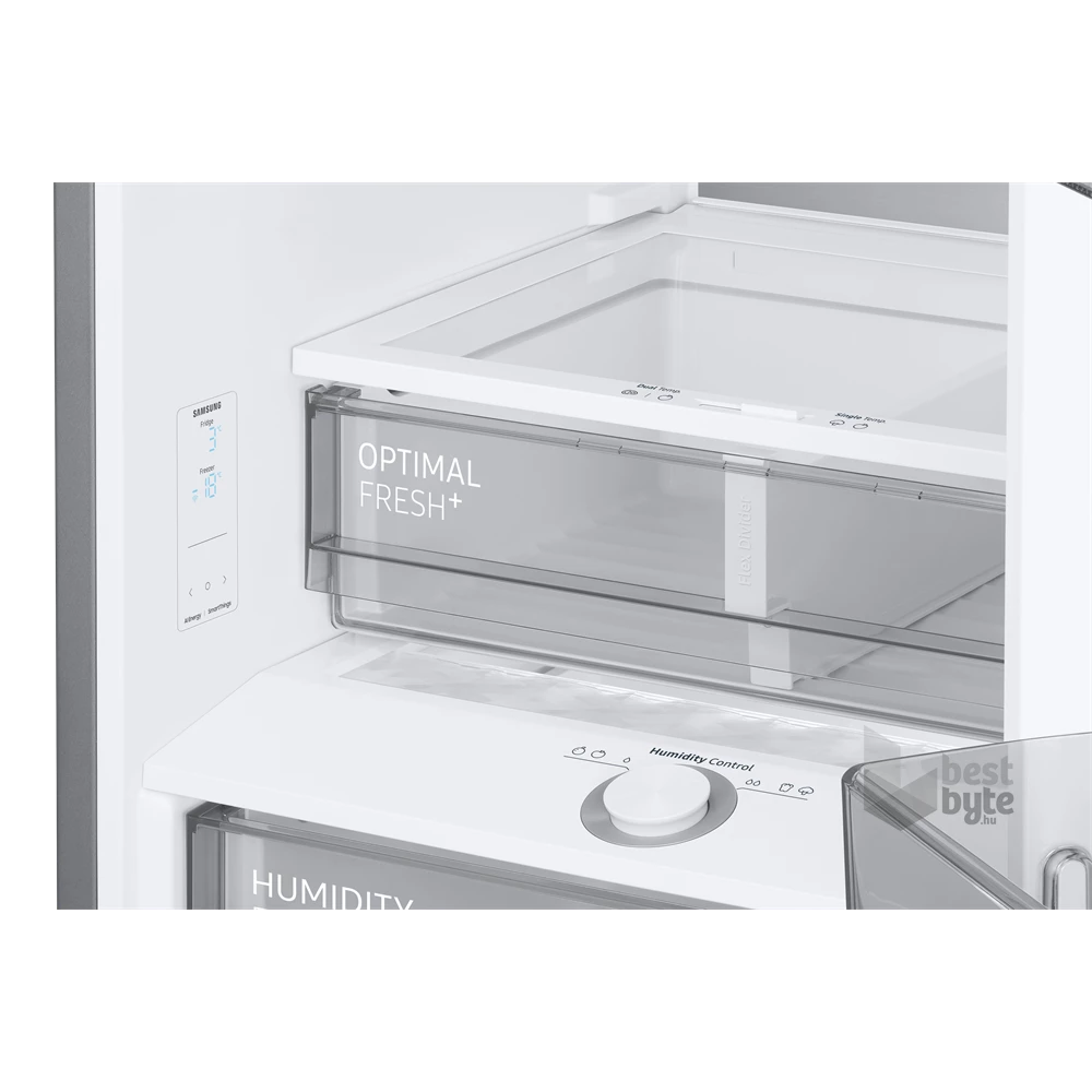 Samsung RB38C7B6CS9/EF inox, alulfagyasztós, Hűtő:276L, Fagyasztó:114L, hűtőszekrény