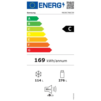Samsung RB38C7B6CS9/EF inox alulfagyasztós hűtőszekrény