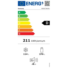 Samsung RB38C7B6DB1/EF fekete, alulfagyasztós, Hűtő:276L, Fagyasztó:114L, hűtőszekrény (Újszerű)