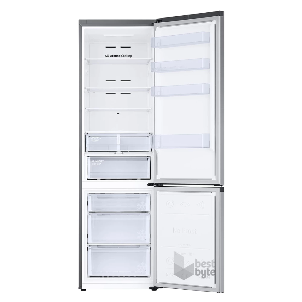Samsung RB38T603DSA/EF ezüst, alulfagyasztós, Hűtő:276L, Fagyasztó:114L, No frost hűtőszekrény