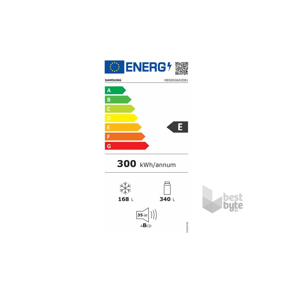 Samsung RB50DG602EB1EO alulfagyasztós, Hűtő:340L, Fagyasztó:168L, hűtőszekrény