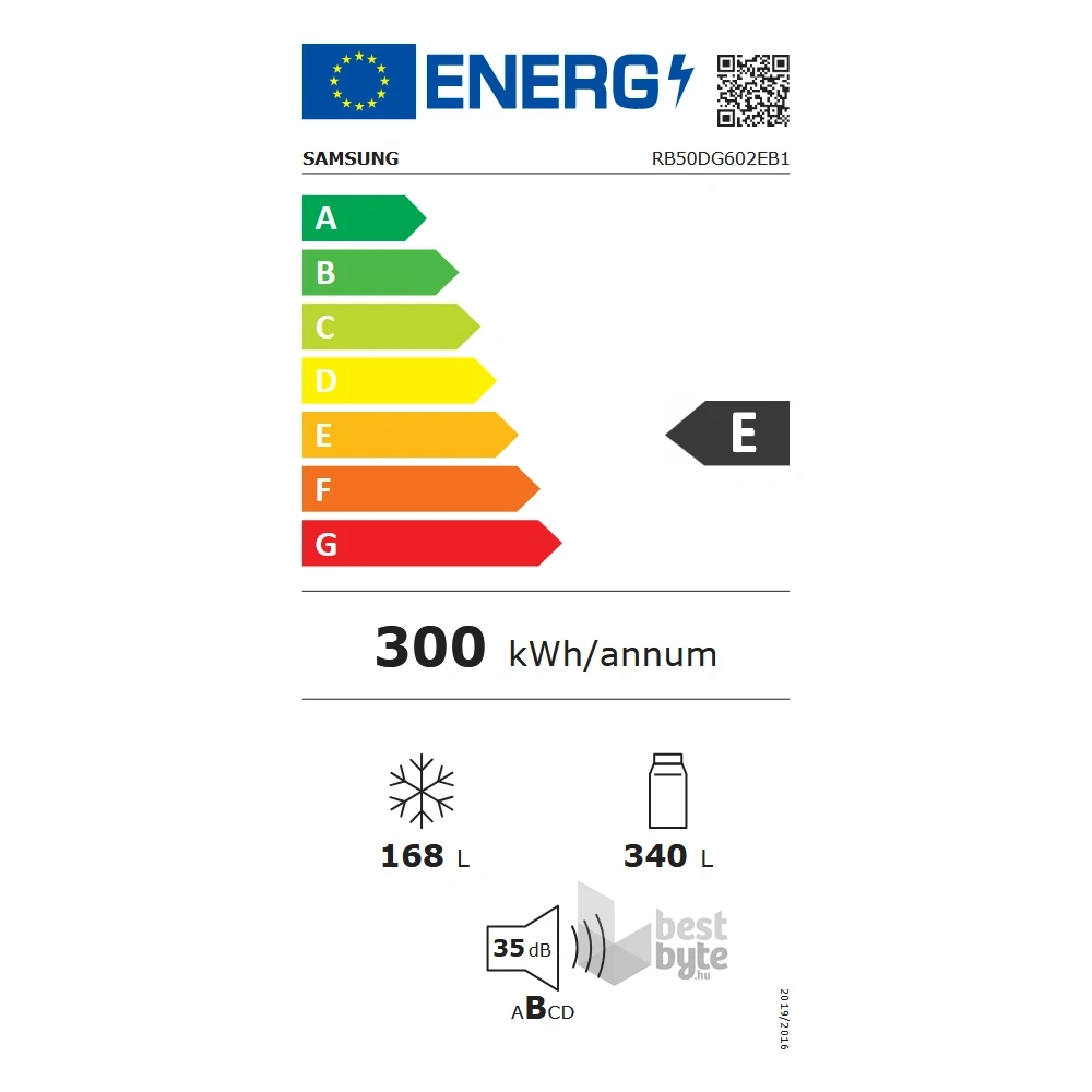 Samsung RB50DG602EB1EO alulfagyasztós, Hűtő:340L, Fagyasztó:168L, hűtőszekrény