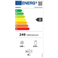 Samsung RB53DG703DB1EO fekete, alulfagyasztós, Hűtő:370L, Fagyasztó:168L, hűtőszekrény