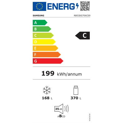 Samsung RB53DG706CS9EO inox, alulfagyasztós, Hűtő:370L, Fagyasztó:168L, No frost hűtőszekrény