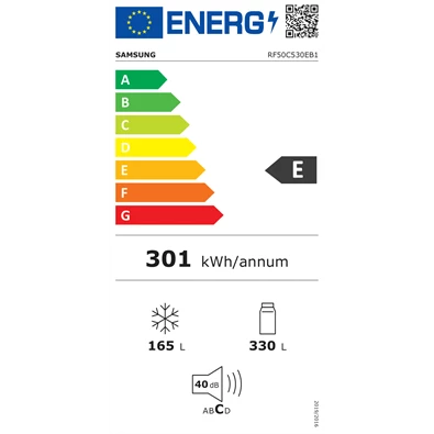 Samsung RF50C530EB1/EO fekete, Side-by-Side, Hűtő:330L, Fagyasztó:165L, Twin Cooling Plus hűtőszekrény