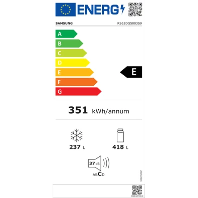 Samsung RS62DG5003S9EO inox, Side-by-Side, Hűtő:418L, Fagyasztó:237L, hűtőszekrény