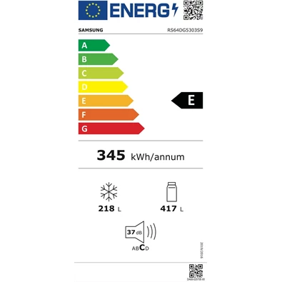 Samsung RS64DG5303S9EO, Side-by-Side, Hűtő:417L, Fagyasztó:218L, hűtőszekrény