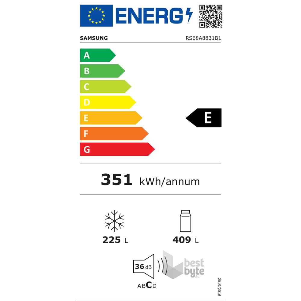 Samsung RS68A8831B1/EF fekete, Side-by-Side, Hűtő:409L, Fagyasztó:225L, Twin Cooling Plus hűtőszekrény