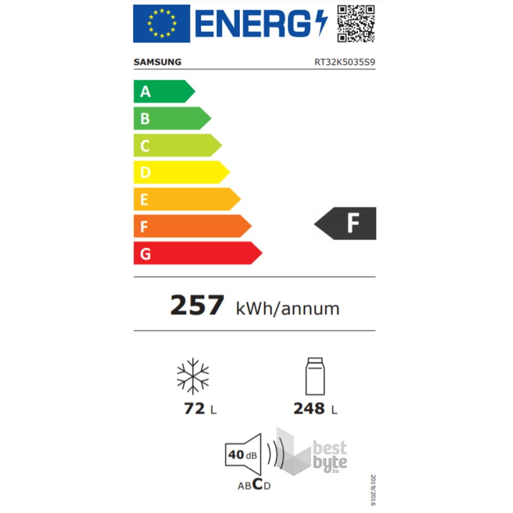 Samsung RT32K5035S9/EO ezüst, felülfagyasztós, Hűtő:251L, Fagyasztó:72L, No frost hűtőszekrény