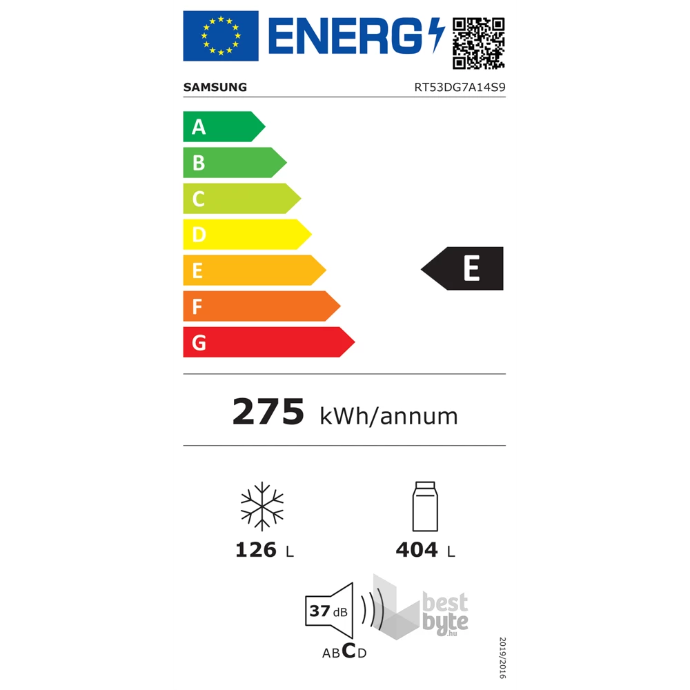 Samsung RT53DG7A14S9EO inox, felülfagyasztós, Hűtő:400L, Fagyasztó:126L, No frost hűtőszekrény