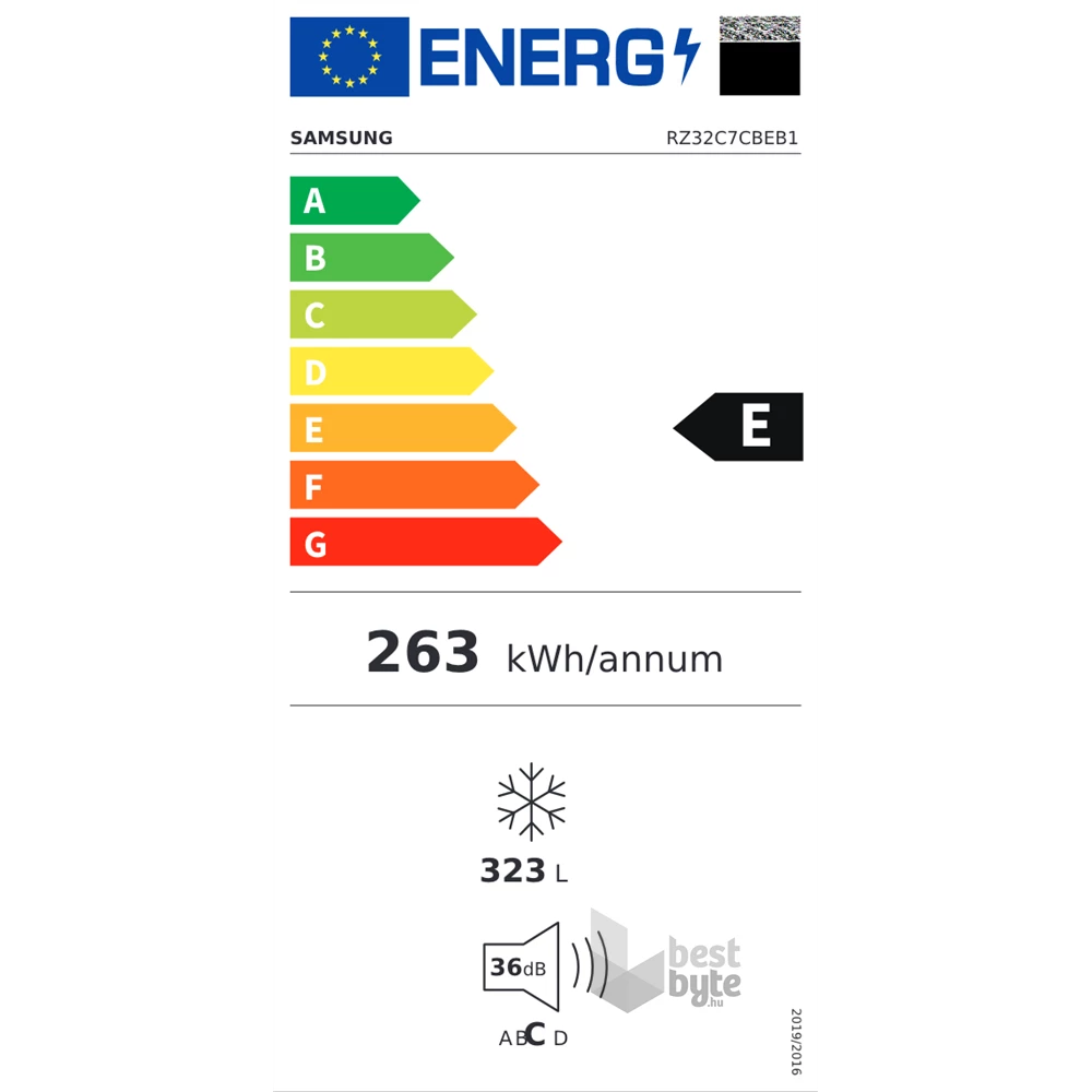 Samsung RZ32C7CBEB1/EF fekete, egyajtós, Hűtő:263L, fagyasztószekrény