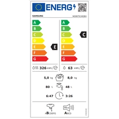 Samsung WD80T634DBH/S6 8 kg elöltöltős mosó-szárítógép