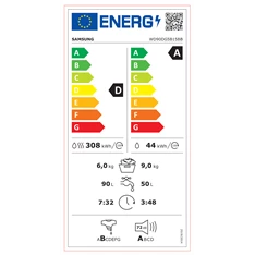 Samsung WD90DG5B15BBLE fekete, elöltöltős, max.1400ford., 9 kg/6 kg, mosó-szárítógép