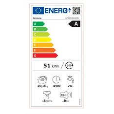 Samsung WF20DG8650BVU4 fekete, elöltöltős, max.1000ford., 20 kg, mosógép