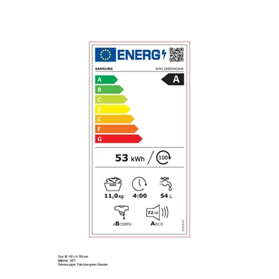 Samsung WW11BB504DAWS6 fehér, elöltöltős, max.1400ford., 11 kg, mosógép