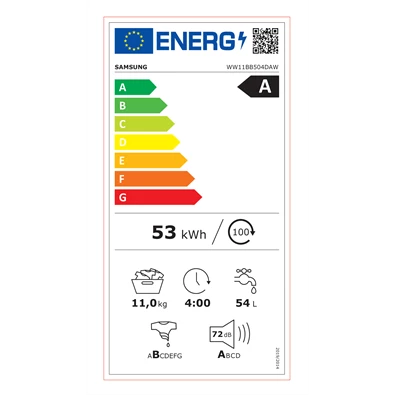 Samsung WW11BB504DAWS6 fehér, elöltöltős, max.1400ford., 11 kg, mosógép