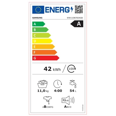 Samsung WW11DB7B34GBU4 11 kg fekete elöltöltős mosógép