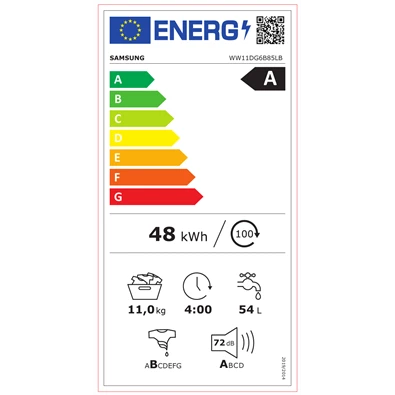 Samsung WW11DG6B85LBU4 11 kg fekete elöltöltős mosógép