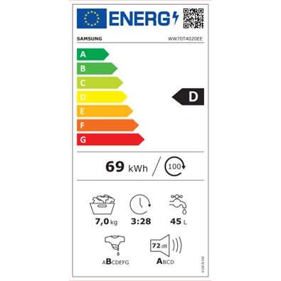 Samsung WW70T4020EE/LE elöltöltős mosógép