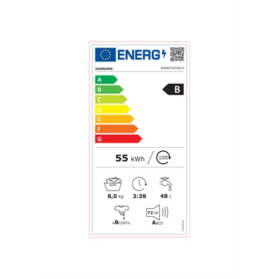 Samsung WW80T654DLH/S6 fehér, elöltöltős, max.1400ford., 8 kg, mosógép