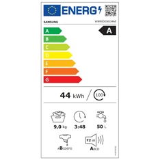 Samsung WW90DG5G34AELE fehér, elöltöltős, keskeny, max.1400ford., 9 kg, mosógép