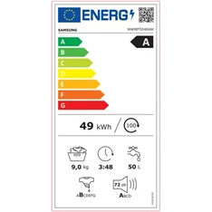 Samsung WW90DG6U25LBU4 fekete, elöltöltős, max.1400ford., 9 kg, mosógép (Újszerű)