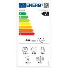 Samsung WW90DG6U25LBU4 fekete, elöltöltős, max.1400ford., 9 kg, mosógép (Újszerű)