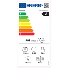 Samsung WW90DG6U25LEU4 fehér, elöltöltős, max.1400ford., 9 kg, mosógép (Újszerű)