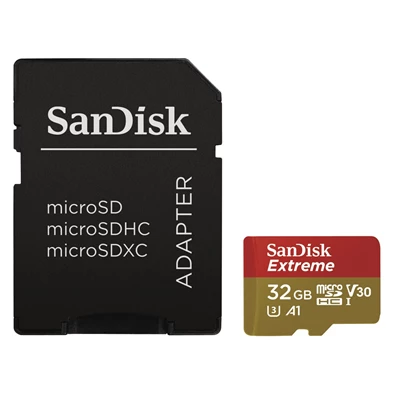 SanDisk 32GB SD micro (SDHC Class 10 UHS-I V30) Extreme Pro memória kártya adapterrel