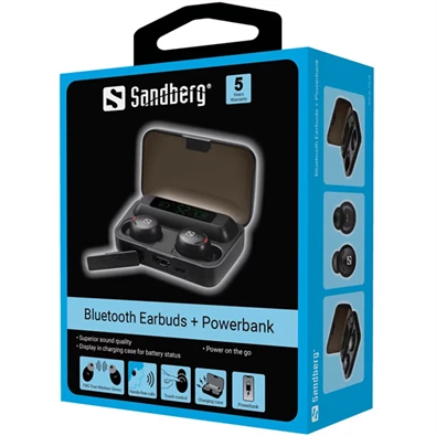 Sandberg True Wireless Bluetooth fülhallgató + powerbank