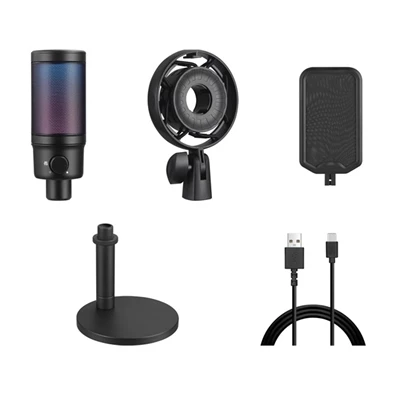 Sandberg (USB-C, Cardioid, RGB, 3,5 mm Jack fejhallgató kimenet, fekete) USB Streamer mikrofon