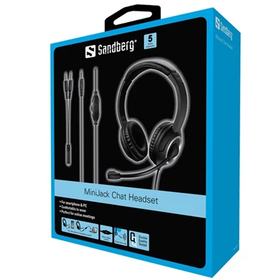 Sandberg (mikrofon, 3,5mm jack, hangerő szabályzó, 1,8m kábel) fekete MiniJack Chat Headset