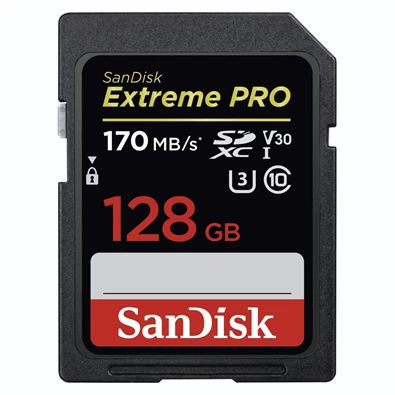 Sandisk 128GB SD (SDXC Class 10 UHS-I U3) Extreme Pro memória kártya