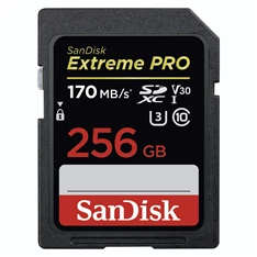 Sandisk 256GB SD (SDXC Class 10 UHS-I U3) Extreme Pro memória kártya