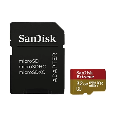 Sandisk 32GB SD micro ( SDHC Class 10) Extreme UHS-1 V3 memória kártya adapterrel