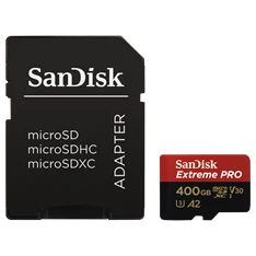Sandisk 400GB SD micro (SDXC Class 10 UHS-I U3) Extreme Pro memória kártya adapterrel