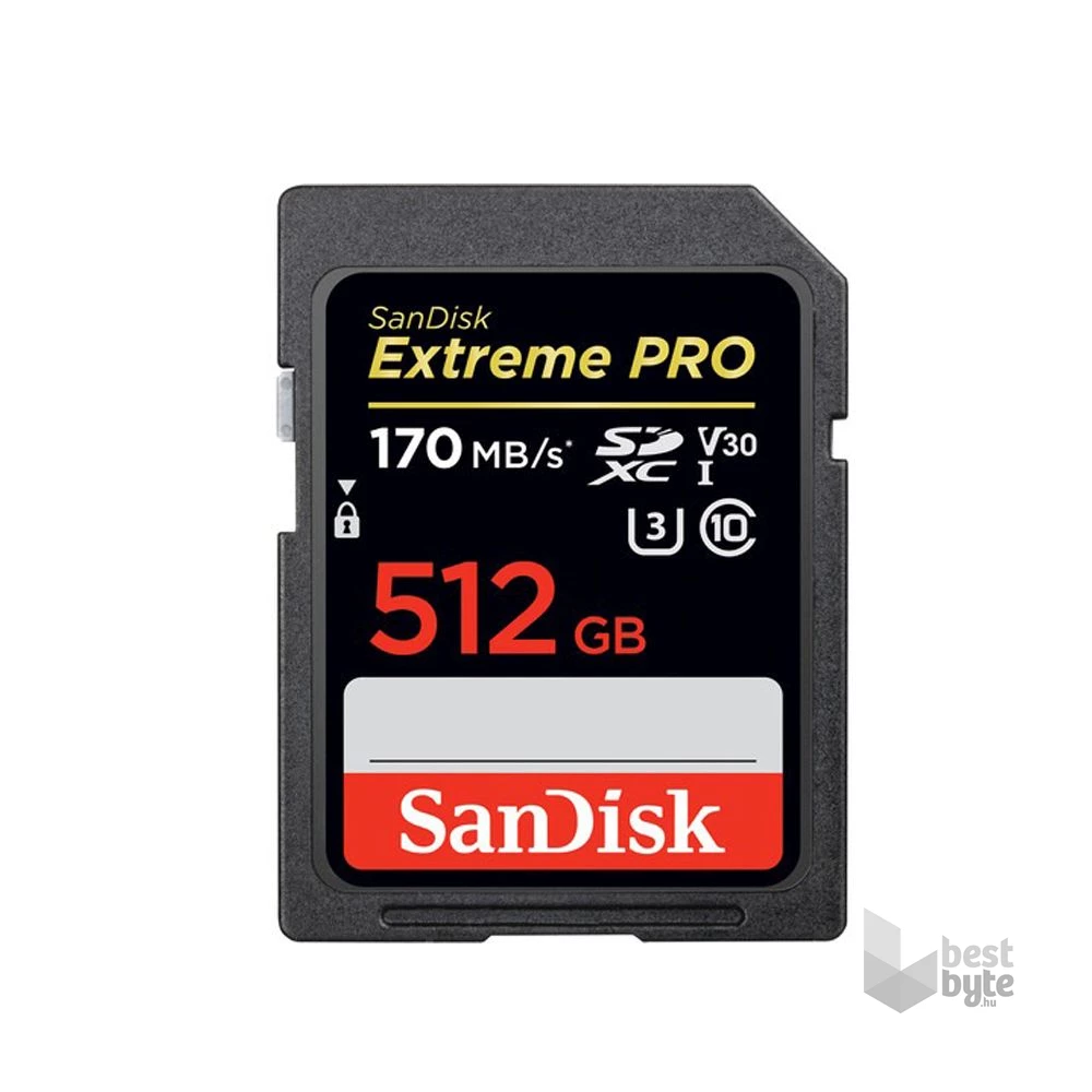 Sandisk 00121598 512GB SD Extreme Pro (SDXC Class 10 UHS-I U3) memóriakártya