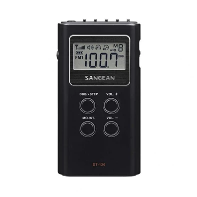 Sangean DT-120B AM/FM sztereó szintézeres fekete zsebrádió