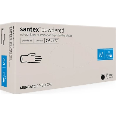Santex púderes M-es méret 100db/doboz latex kesztyű