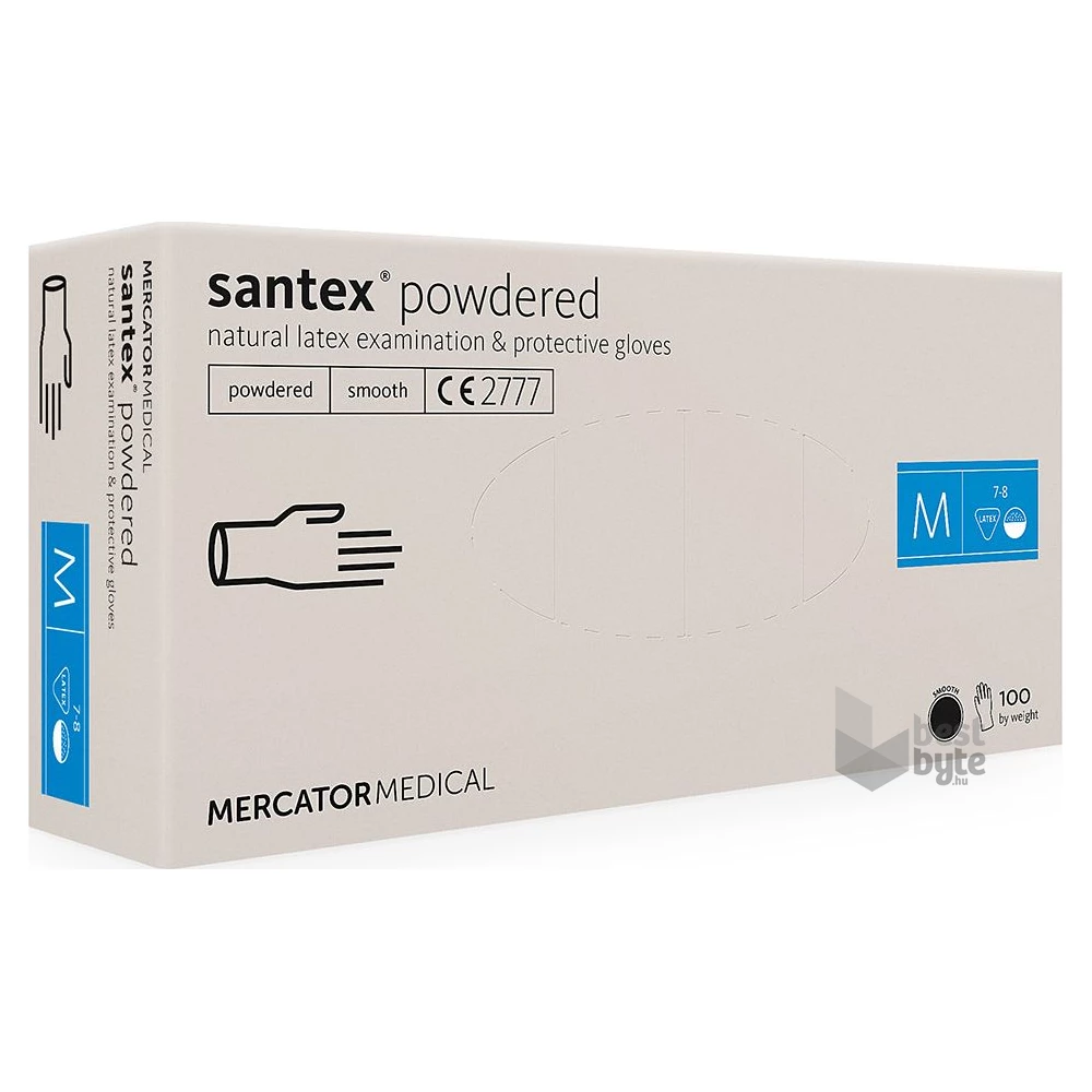 Santex púderes M-es méret 100db/doboz latex kesztyű