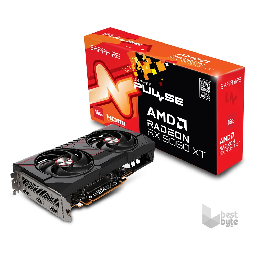 Sapphire AMD RX 9060 XT Pulse 16GB GDDR6 128bit PCIe videókártya