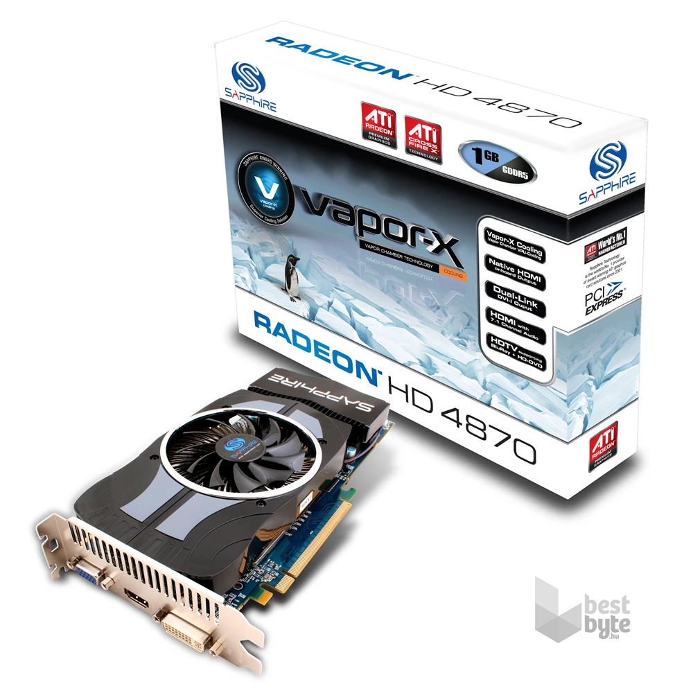 Sapphire ATI Rad. HD 4870 1G VAPOR-X GDDR5 PCI-E  HDMI / DVI-I / VGA (ROHS) LITE videokártya