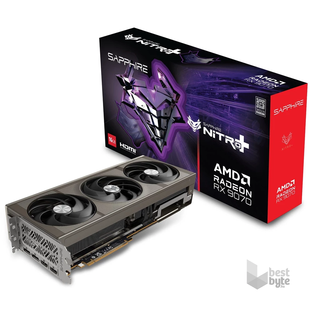 Sapphire NITRO+ AMD RX 9070 OC 16GB GDDR6 256bit PCIe videókártya
