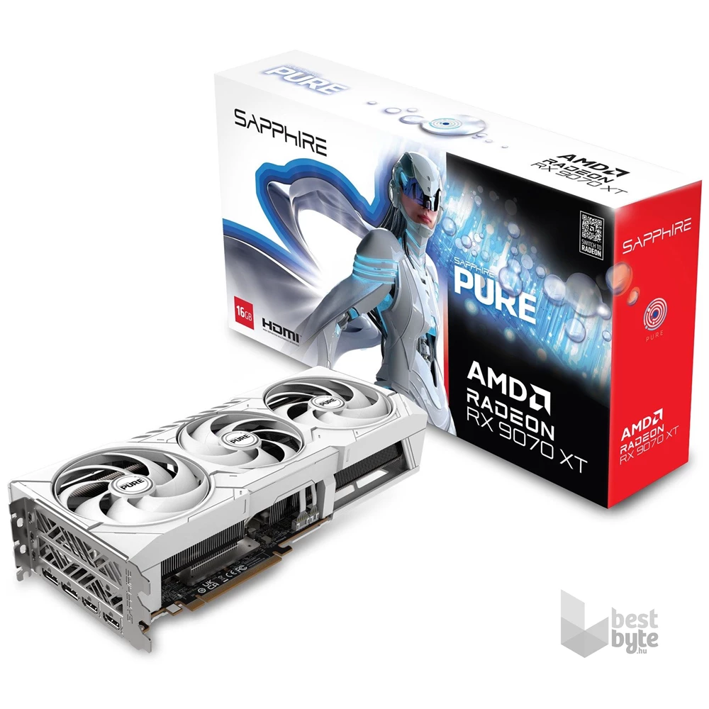 Sapphire PURE AMD RX 9070 XT OC 16GB GDDR6 256bit PCIe videókártya
